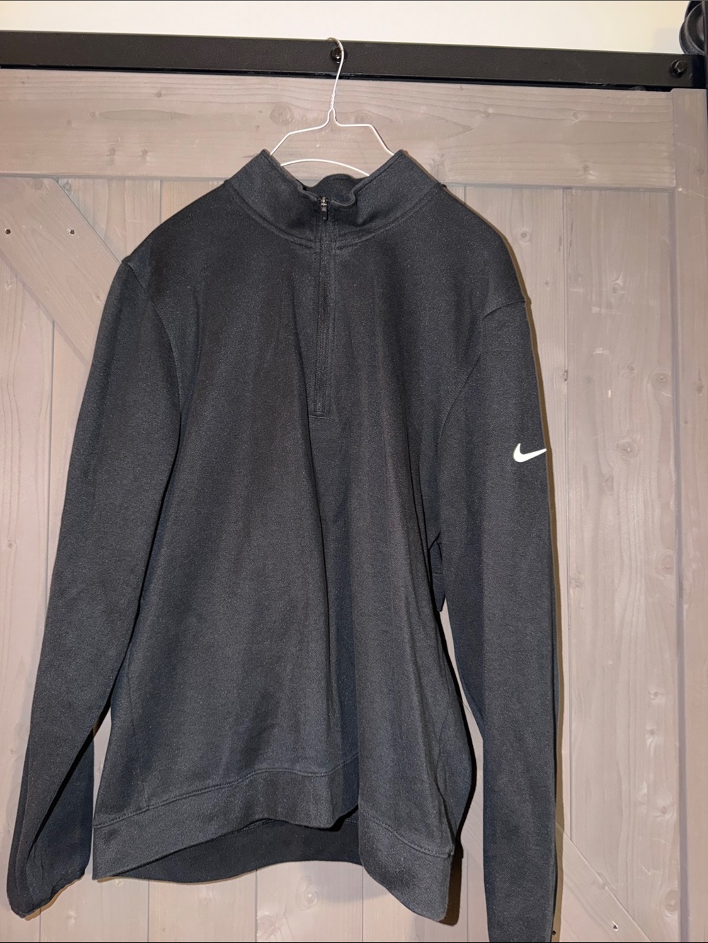 Nike Men’s Black Half-Zip Pullover with White Swoosh